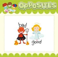 Education word card of English opposites word vector