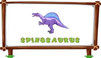 Frame template with dinosaurs and text spinosaurus design inside vector