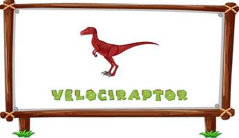 plantilla de marco con dinosaurios y diseño de velociraptor de texto dentro vector