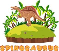 Prehistoric island with spinosaurus vector