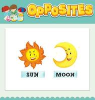 Opposite words for sun and moon vector