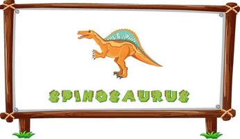 plantilla de marco con dinosaurios y diseño de espinosaurio de texto dentro vector