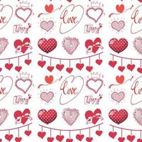 Seamless doodle heart pattern vector