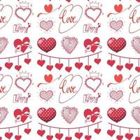 Seamless doodle heart pattern vector