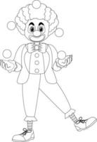 Clown black and white doodle character vector