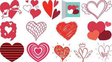 Different style of hearts isolated on white background vector