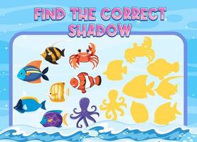 Find the correct shadow, shadow match worksheet for kindergarten student vector