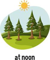 English prepositions of time with afternoon scene vector