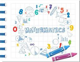 Doodle fórmula matemática con fuente matemática en el cuaderno vector