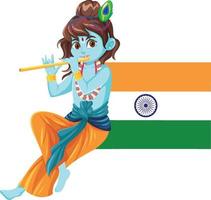 un ícono de la bandera india con el dios vishnu vector