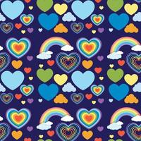 Seamless heart and rainbow pattern vector