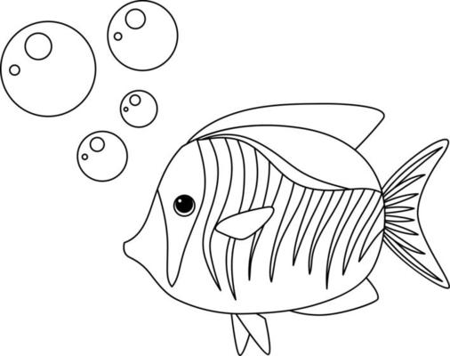 Fish black and white doodle character