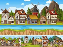 Set of different scene medieval vector