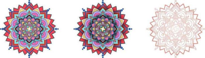 Set of vintage mandala with thin lines vector