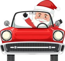 santa claus en coche clásico en estilo de dibujos animados vector