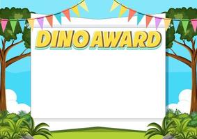 Dino award template with blank paper vector