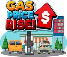 gasolinera con el logotipo de la palabra aumento del precio del gas vector