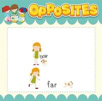 Education word card of English opposites word vector