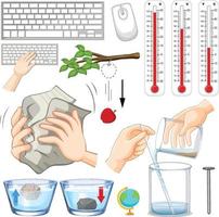 Different science equipments on white background vector