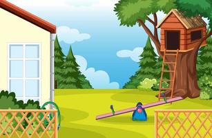 Scene of backyard with a fence vector