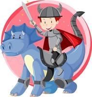 Fantasy knight character riding a dragon on white background vector