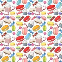 Seamless background design with many dessert vector