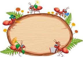 insecto con banner de tablero de marco de madera vector