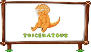 Frame template with dinosaurs and text triceratops design inside vector