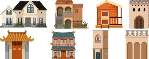 Different designs of buildings around the world vector