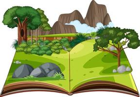 Pop up book with outdoor nature scene vector