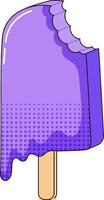 Purple popsicle melting on stick vector