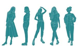 ilustración vectorial del paquete de mujeres casuales vector