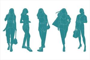 ilustración vectorial del paquete de mujeres casuales vector