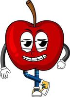 Red apple with arms and legs vector