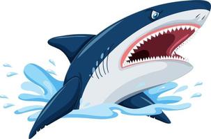 Aggressive great white shark cartoon vector