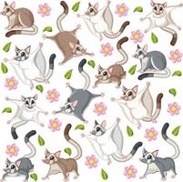 Seamless pattern with cute sugar gliders vector