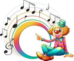 Cute clown with blank music note template vector