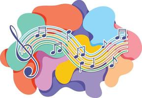 Music notes rainbow colourful on white background vector