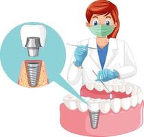 Dentist holding instruments and examining teeth on white background vector