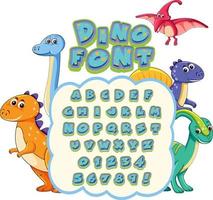 Font design for english alphabets in dinosaur character on template vector