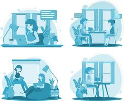 Set of different workplace in flat style vector