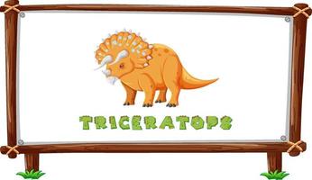 plantilla de marco con dinosaurios y diseño de triceratops de texto dentro vector