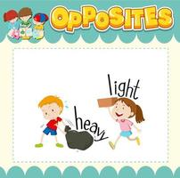 tarjeta de palabras de educación de palabras de opuestos en inglés vector