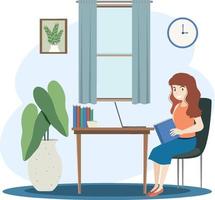 Work at home concept in flat design vector