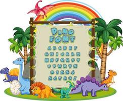 Font design for english alphabets in dinosaur character on canvas board vector