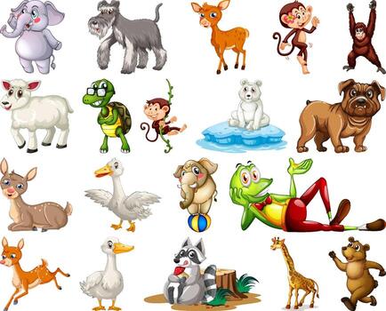 Set of animal cartoon character vector