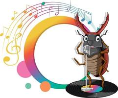 un personaje de dibujos animados de escarabajo cantante vector