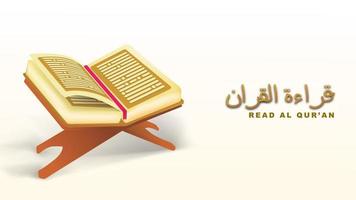 qiroatul qur an. leer al qur'an. 3d islámica santa biblia ilustración vectorial vector