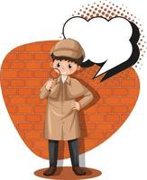 Detective looking for clues in template vector