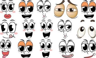 Set of facial expression on white background vector